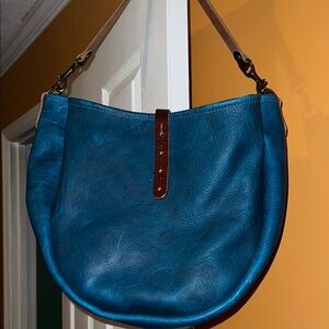 Go Forth Goods Blue Leather Hobo Bag